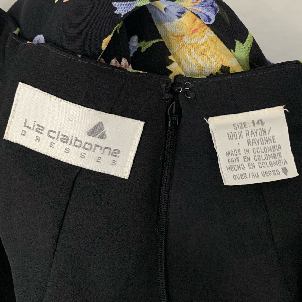 Liz Claiborne Black Floral Short Sleeve Dress - Picture 3 of 5